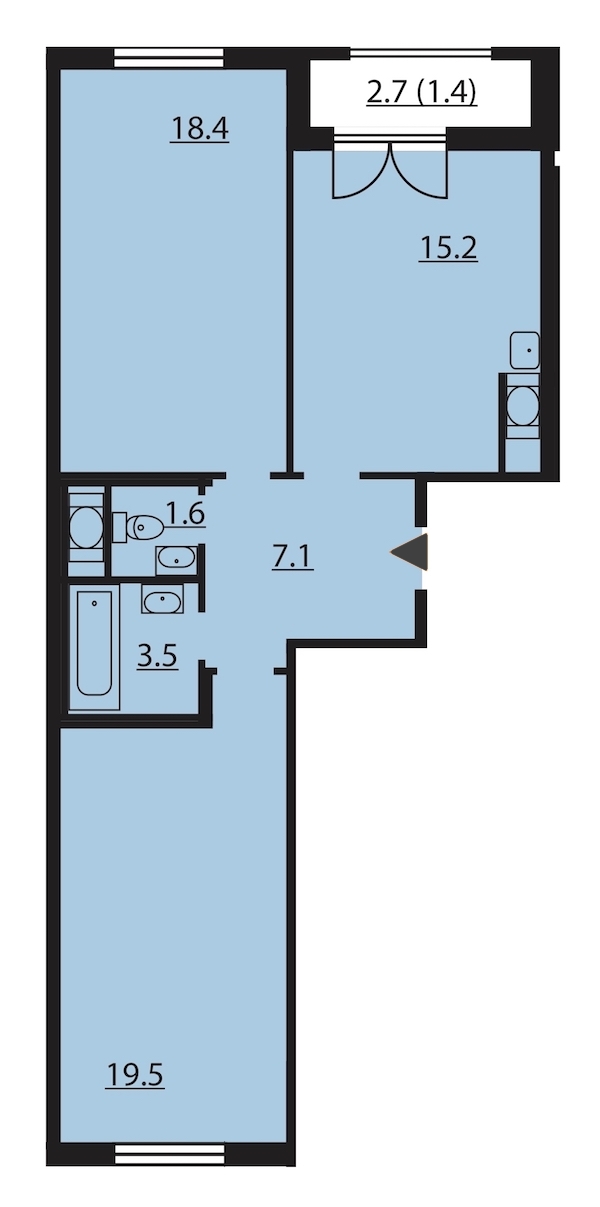 2-комнатная, 67 м² — ЖК ЖК Цивилизация на Неве