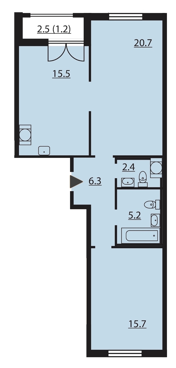 2-комнатная, 67 м² — ЖК ЖК Цивилизация на Неве