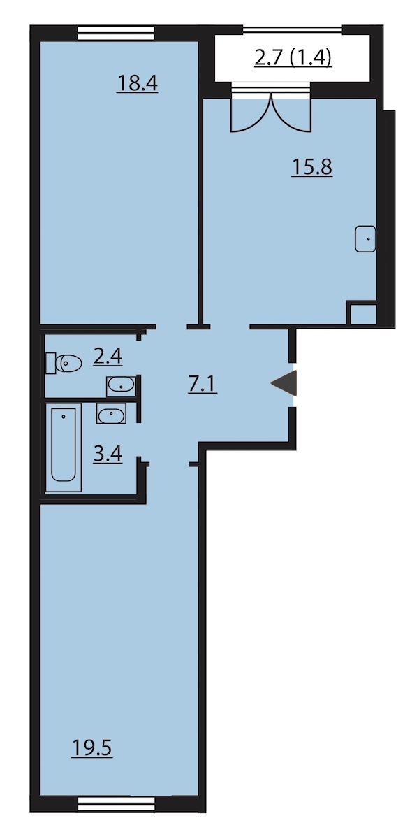 2-комнатная, 68 м² — ЖК ЖК Цивилизация на Неве