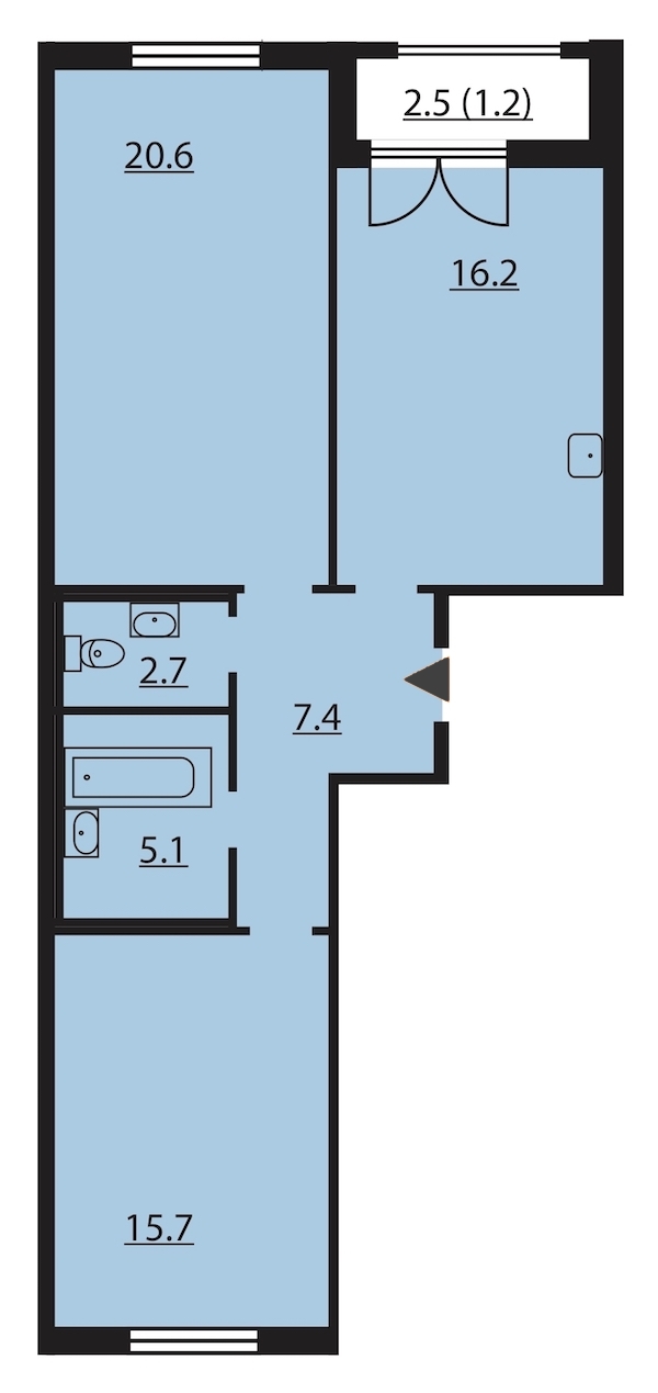 2-комнатная, 69 м² — ЖК ЖК Цивилизация на Неве