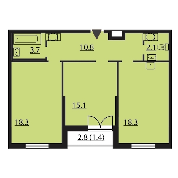 2-комнатная, 70 м² — ЖК ЖК Цивилизация на Неве