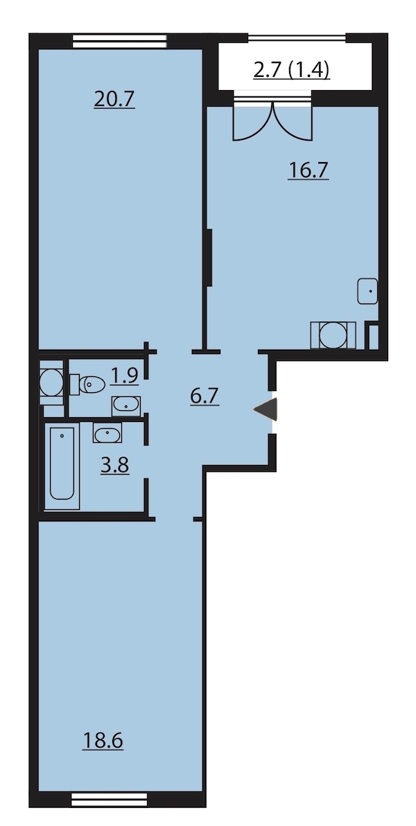 2-комнатная, 70 м² — ЖК ЖК Цивилизация на Неве