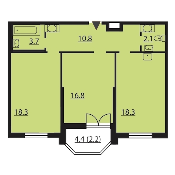 2-комнатная, 72 м² — ЖК ЖК Цивилизация на Неве