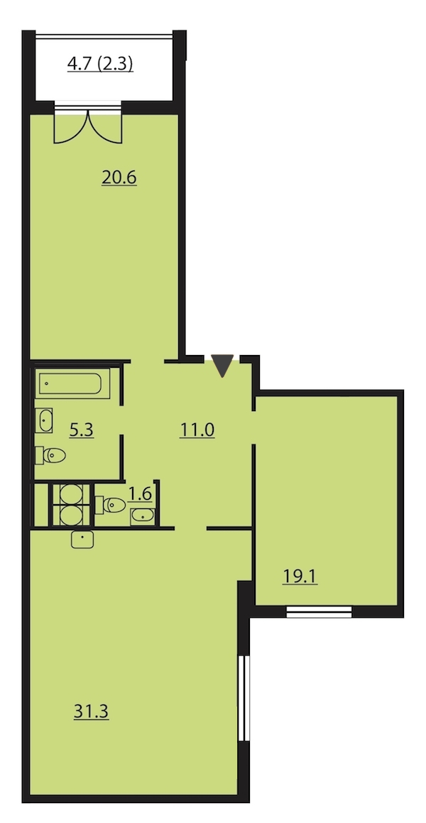 2-комнатная, 91 м² — ЖК ЖК Цивилизация на Неве