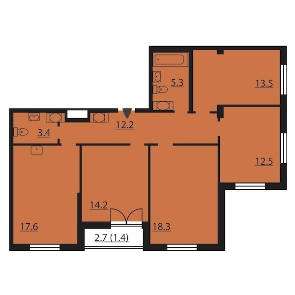 4-комнатная, 98 м² — ЖК ЖК Цивилизация на Неве
