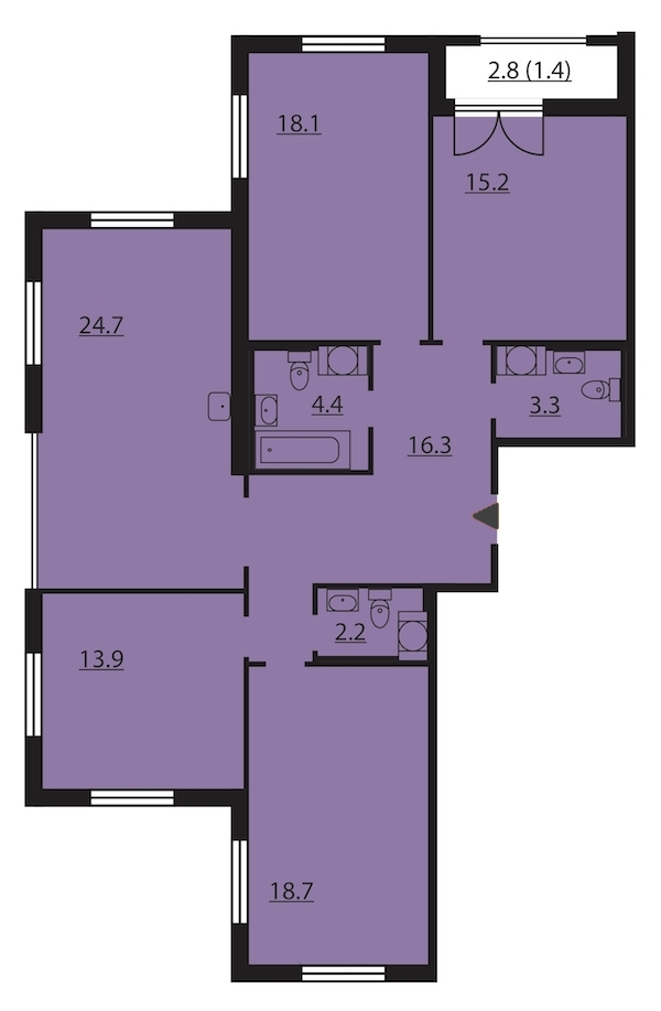 4-комнатная, 118 м² — ЖК ЖК Цивилизация на Неве