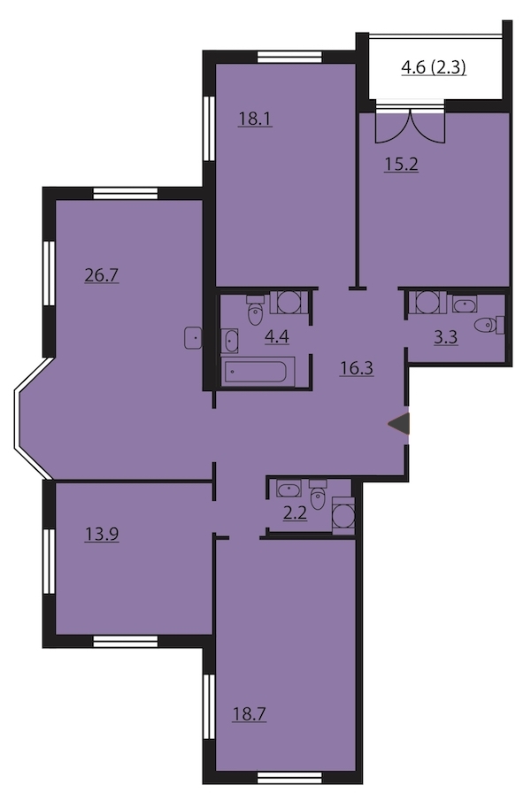 4-комнатная, 121 м² — ЖК ЖК Цивилизация на Неве