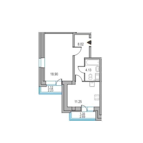 1-комнатная, 42 м² — ЖК ЖК Приморский квартал