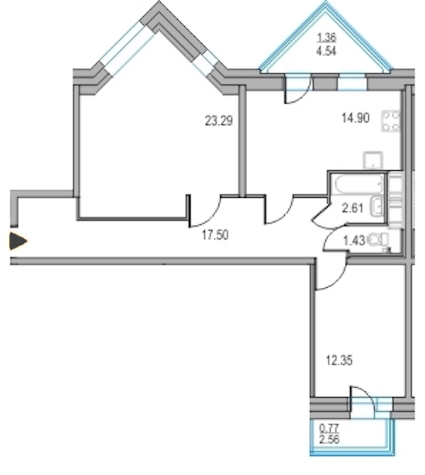 2-комнатная, 72 м² — ЖК ЖК Приморский квартал