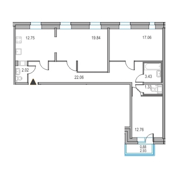 3-комнатная, 91 м² — ЖК ЖК Приморский квартал