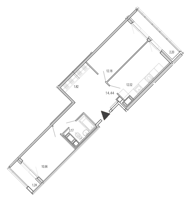 2-комнатная, 59 м² — ЖК Жилой дом Европейский парк