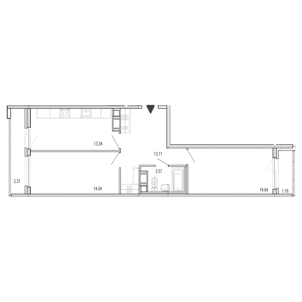 2-комнатная, 62 м² — ЖК Жилой дом Европейский парк