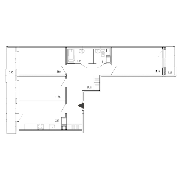 3-комнатная, 82 м² — ЖК Жилой дом Европейский парк