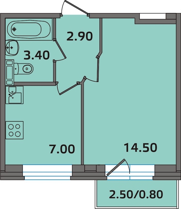 1-комнатная, 28 м² — ЖК ЖК ЭкспоГрад 2