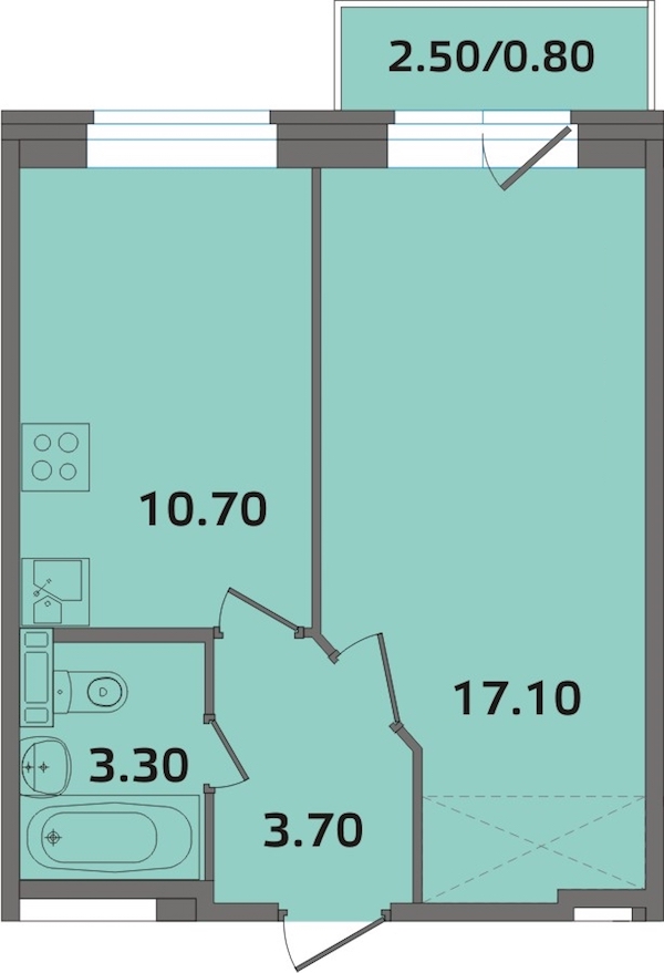 1-комнатная, 35 м² — ЖК ЖК ЭкспоГрад 2