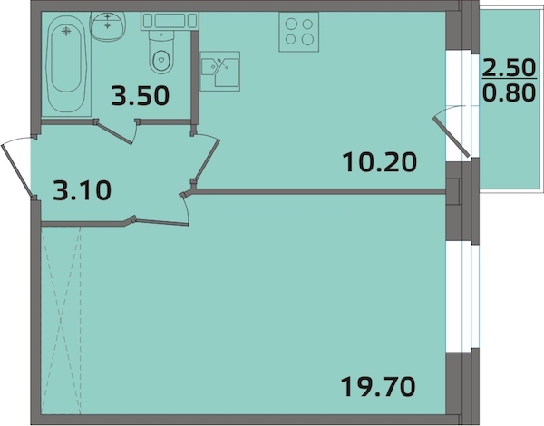 1-комнатная, 37 м² — ЖК ЖК ЭкспоГрад 2