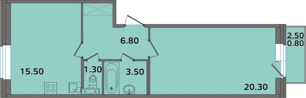 1-комнатная, 47 м² — ЖК ЖК ЭкспоГрад 2
