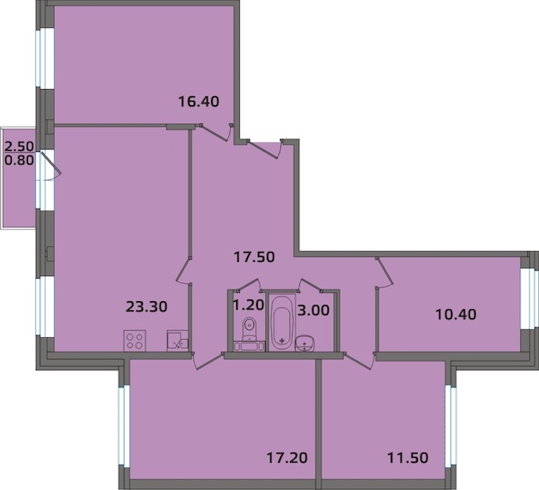 4-комнатная, 99 м² — ЖК ЖК ЭкспоГрад 2