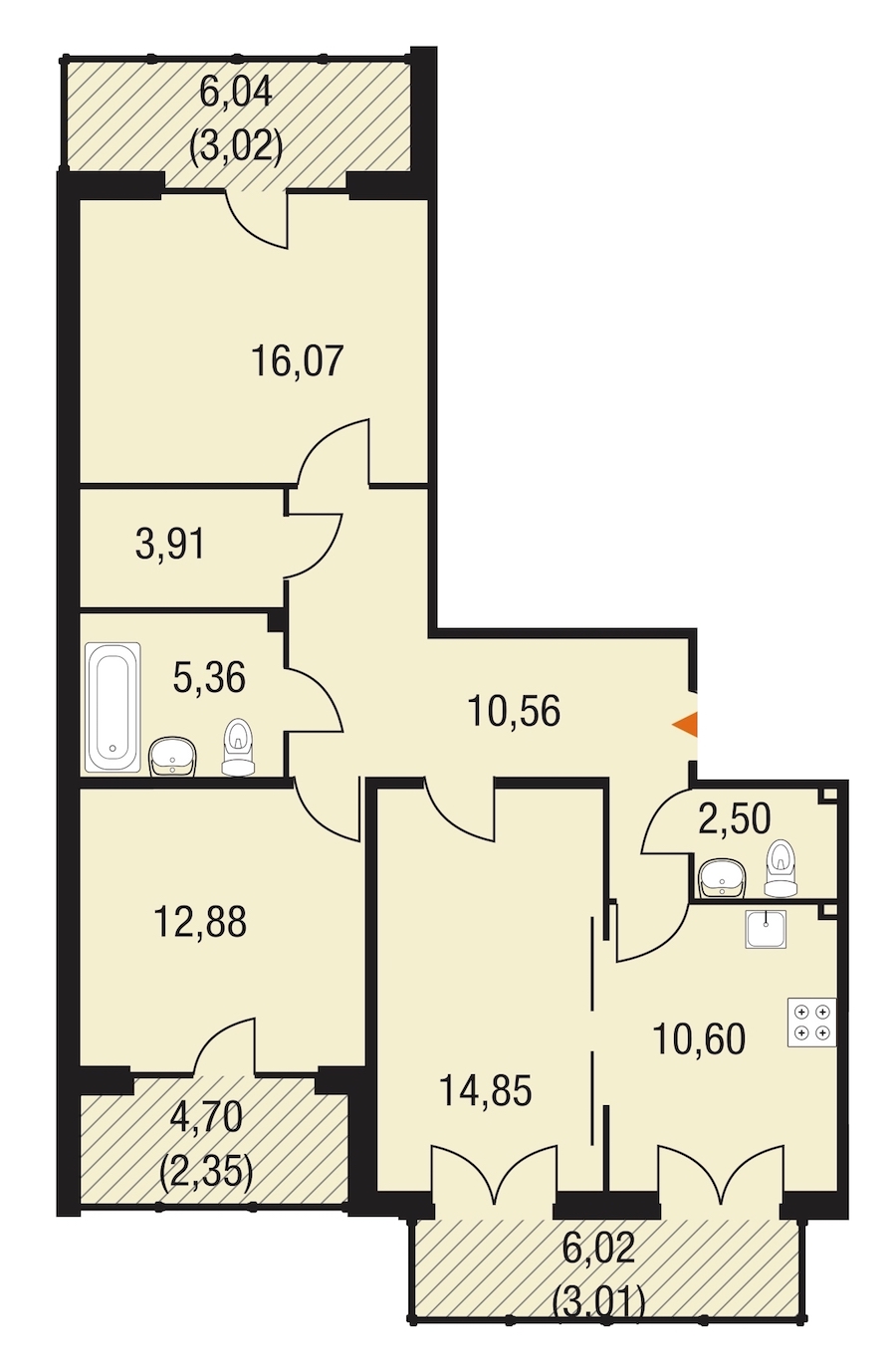 3-комнатная, 89 м² — ЖК ЖК Горки Парк