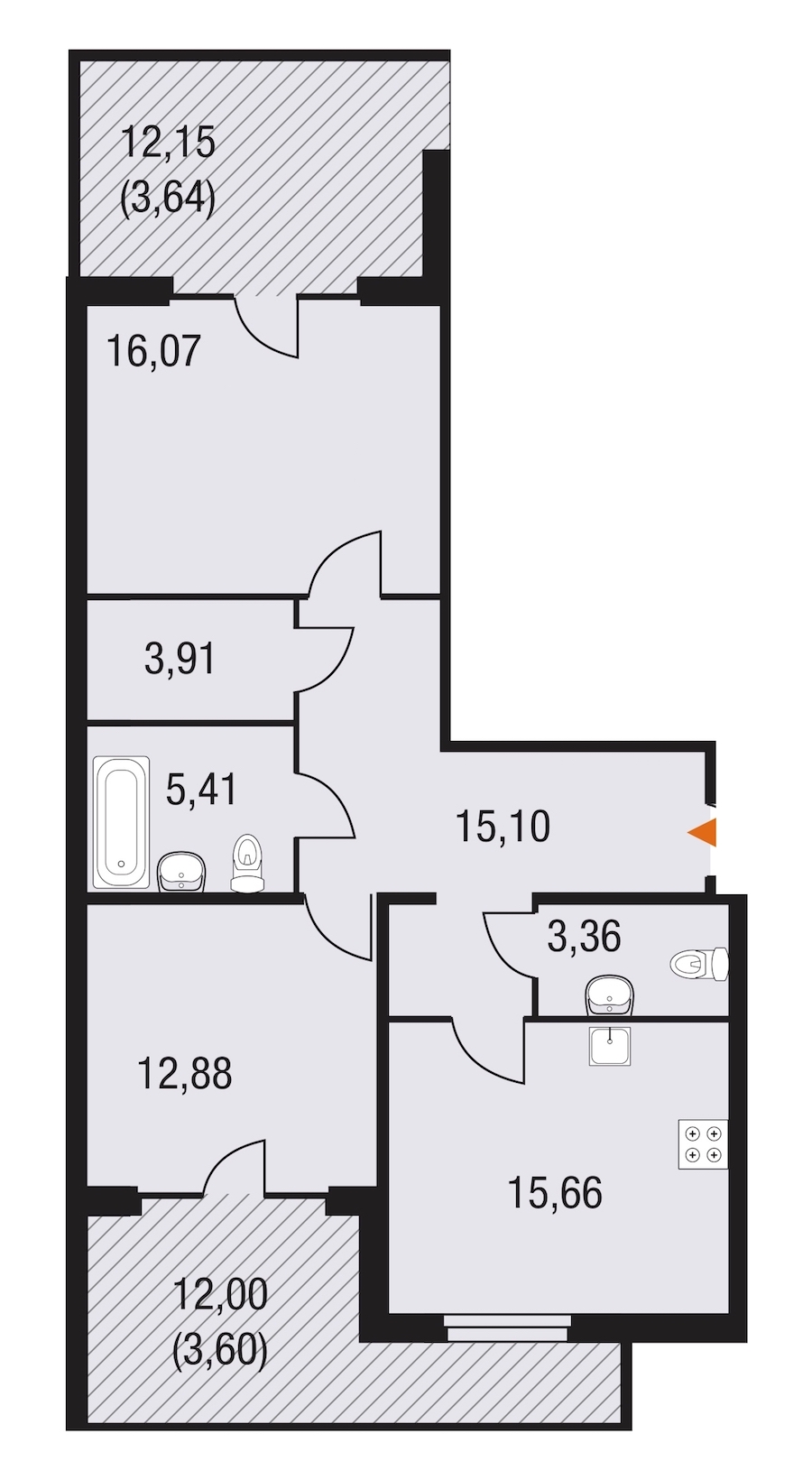 2-комнатная, 80 м² — ЖК ЖК Горки Парк