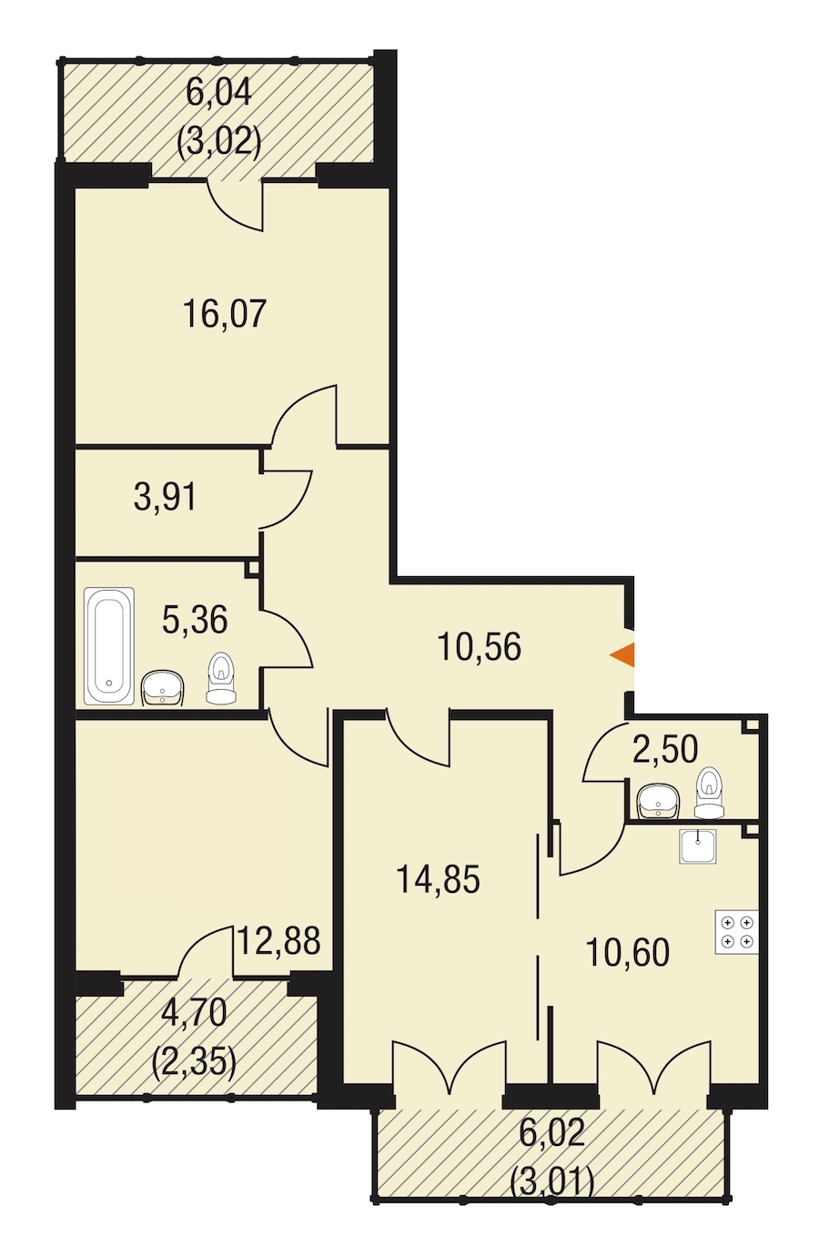 3-комнатная, 88 м² — ЖК ЖК Горки Парк
