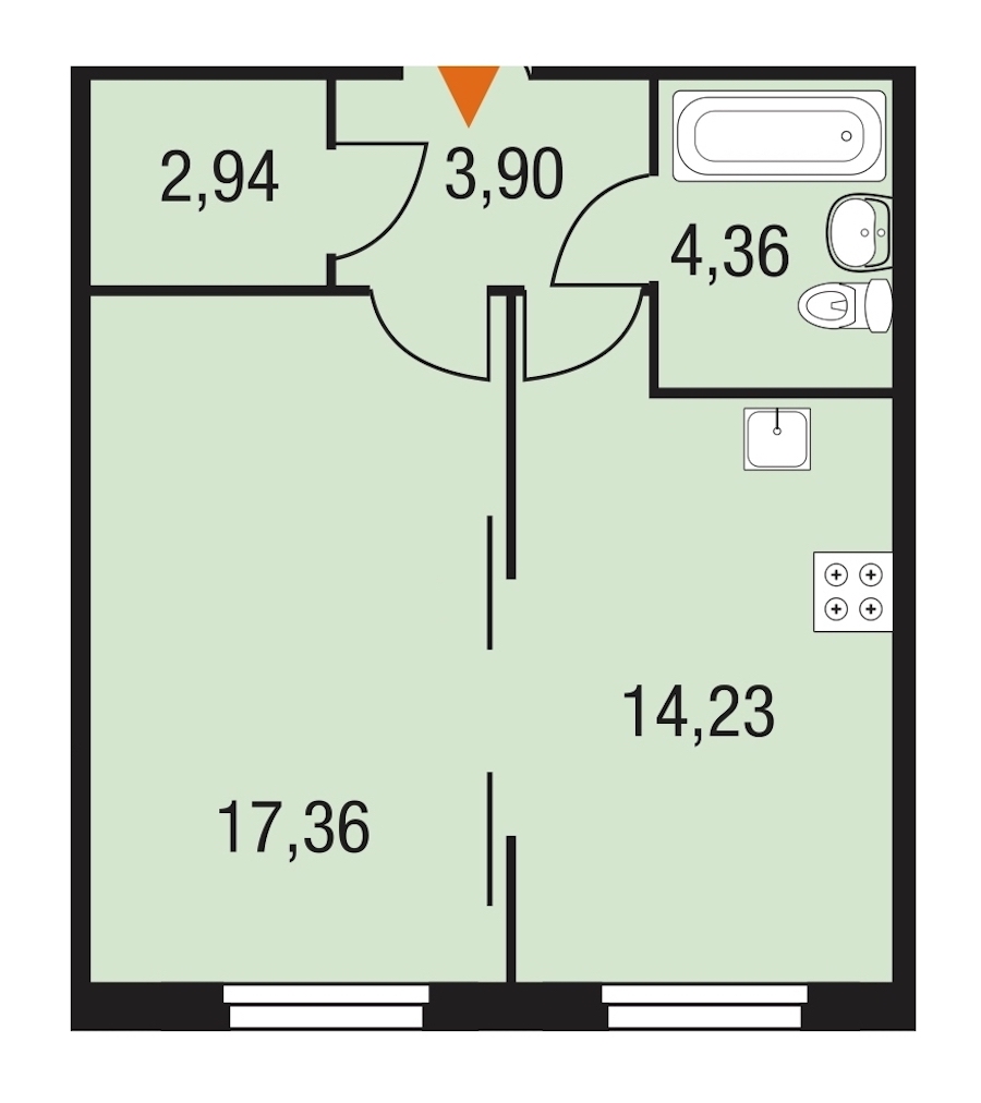 1-комнатная, 43 м² — ЖК ЖК Горки Парк
