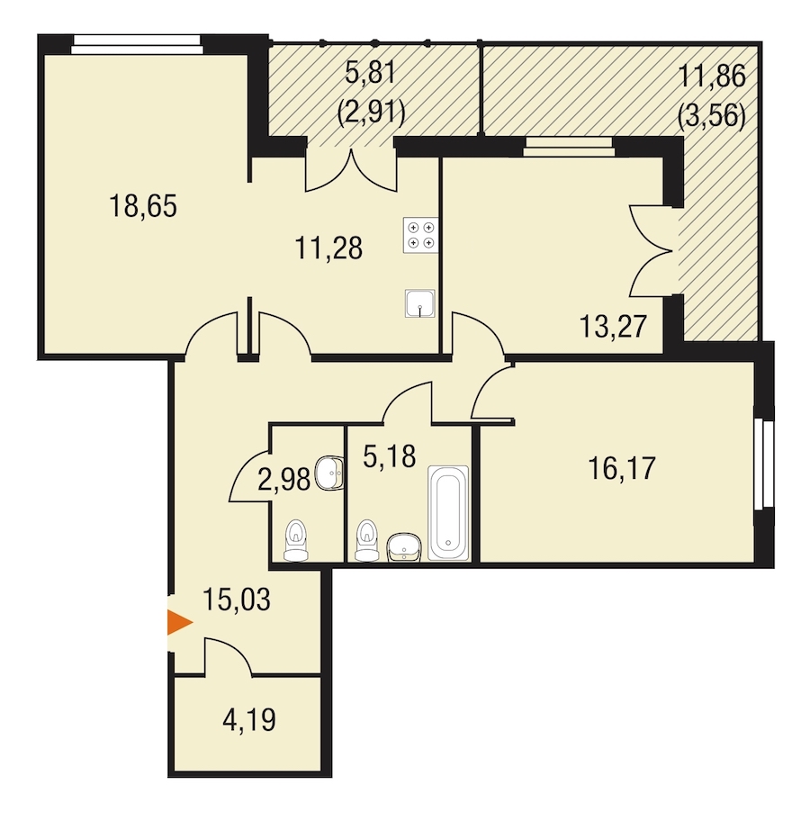 3-комнатная, 93 м² — ЖК ЖК Горки Парк