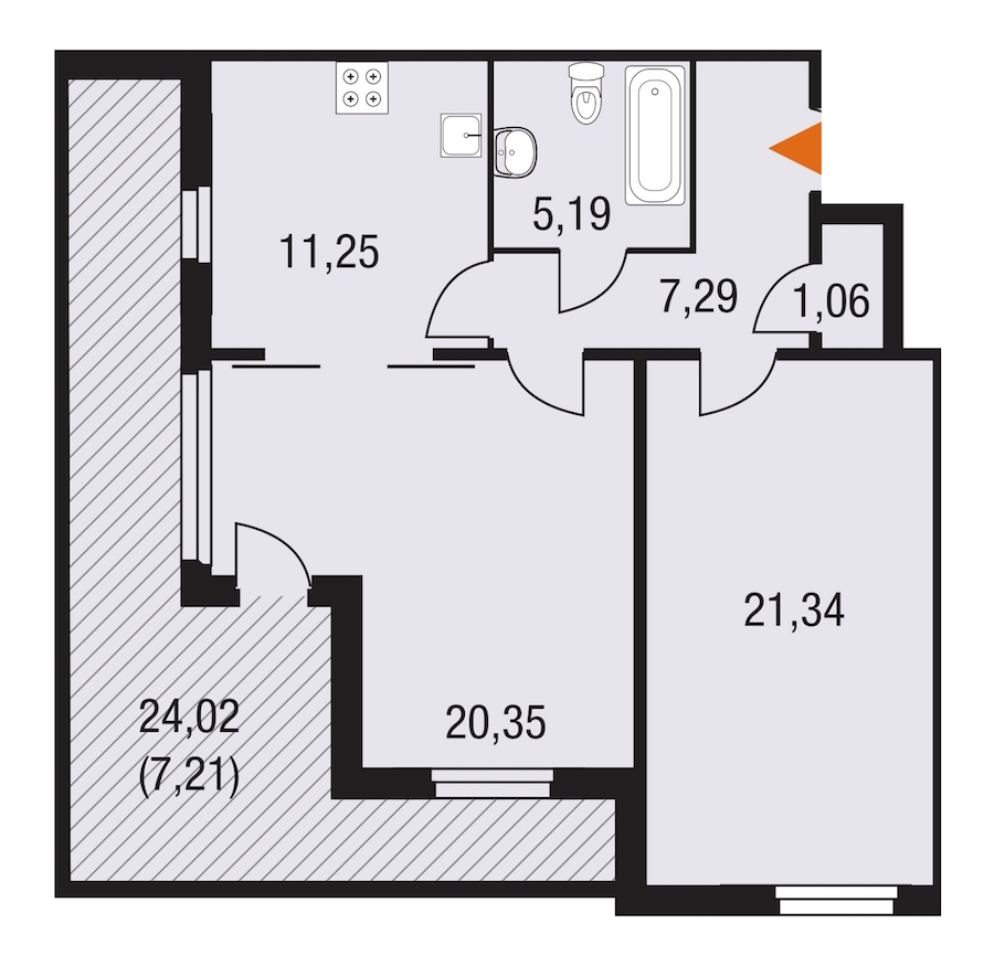 2-комнатная, 74 м² — ЖК ЖК Горки Парк