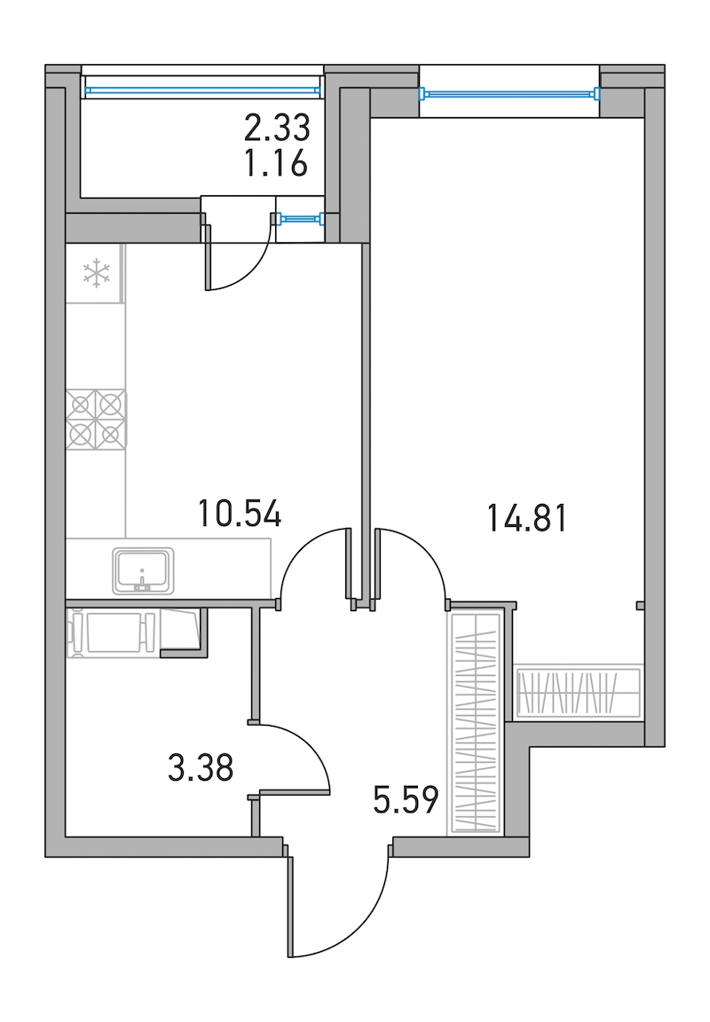 1-комнатная, 34 м² — ЖК ЖК Дом на Львовской