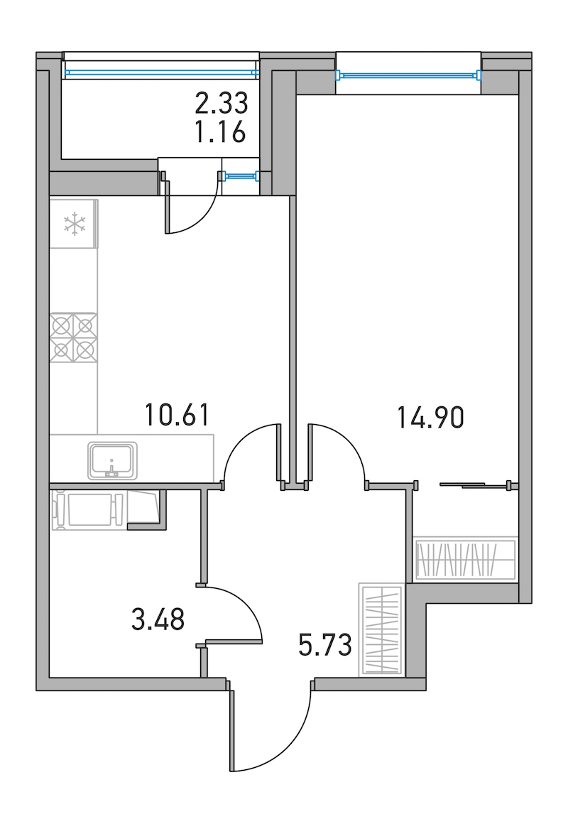 1-комнатная, 35 м² — ЖК ЖК Дом на Львовской