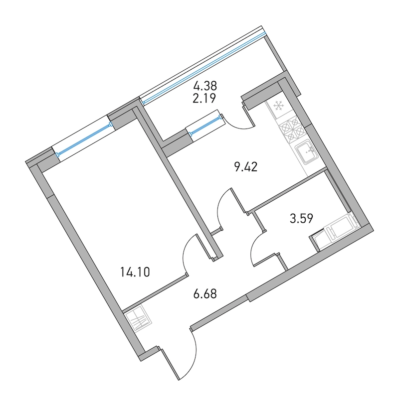 1-комнатная, 34 м² — ЖК ЖК Дом на Львовской