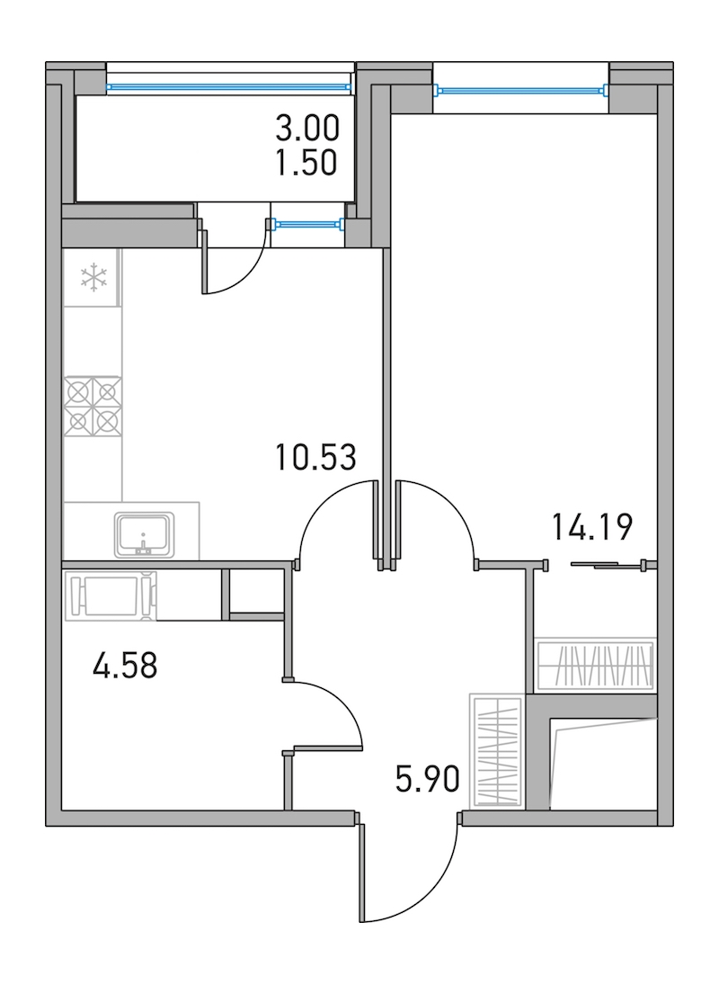 1-комнатная, 35 м² — ЖК ЖК Дом на Львовской