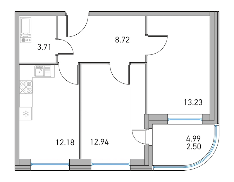 2-комнатная, 51 м² — ЖК ЖК Дом на Львовской