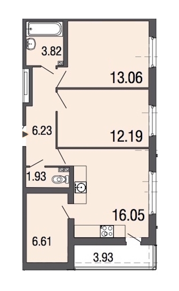 2-комнатная, 60 м² — ЖК ЖК ЭкоСити