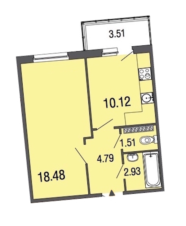 1-комнатная, 38 м² — ЖК ЖК ЭкоСити