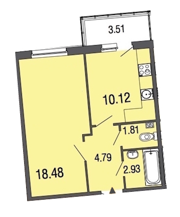1-комнатная, 38 м² — ЖК ЖК ЭкоСити