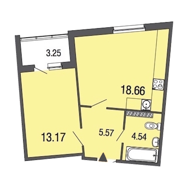 1-комнатная, 42 м² — ЖК ЖК ЭкоСити