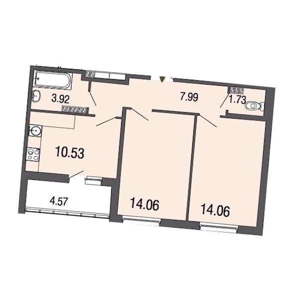 2-комнатная, 52 м² — ЖК ЖК ЭкоСити