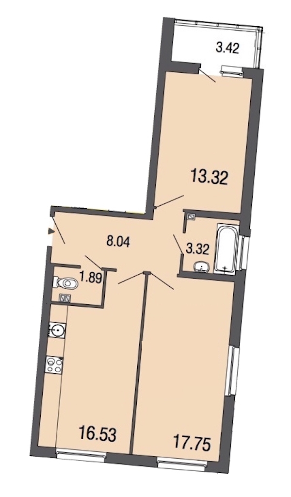 2-комнатная, 61 м² — ЖК ЖК ЭкоСити