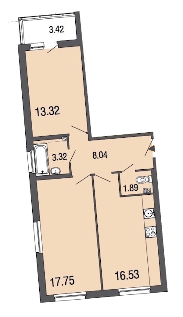 2-комнатная, 61 м² — ЖК ЖК ЭкоСити