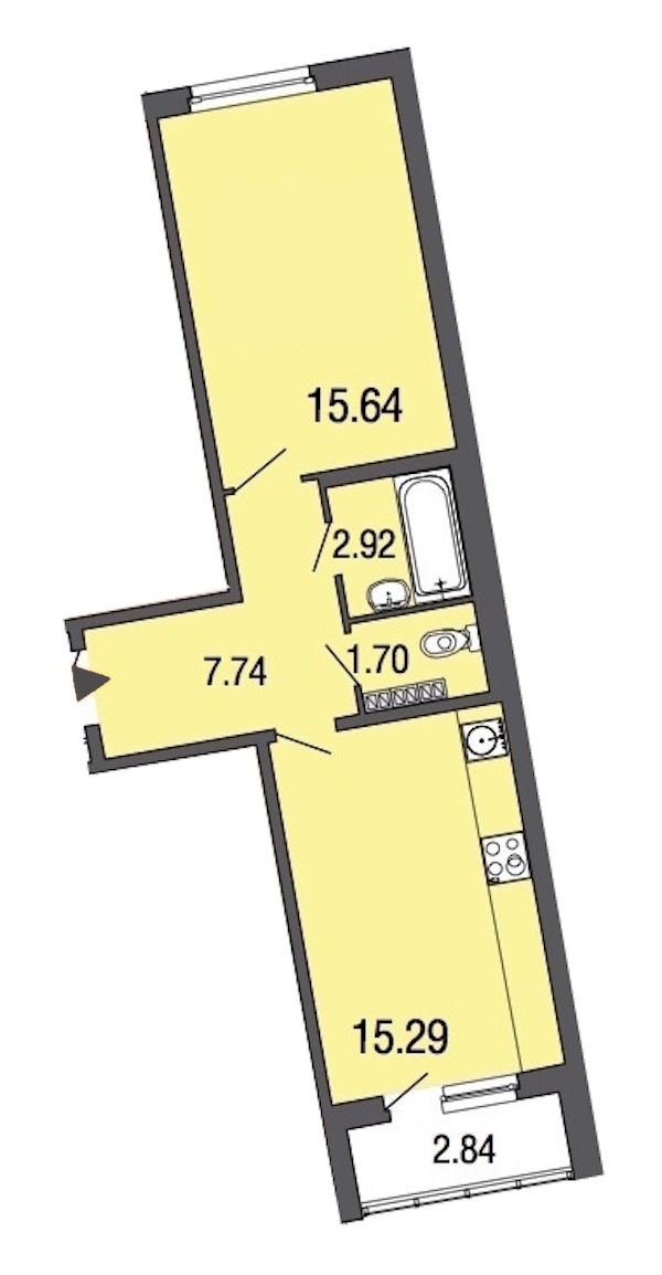1-комнатная, 43 м² — ЖК ЖК ЭкоСити