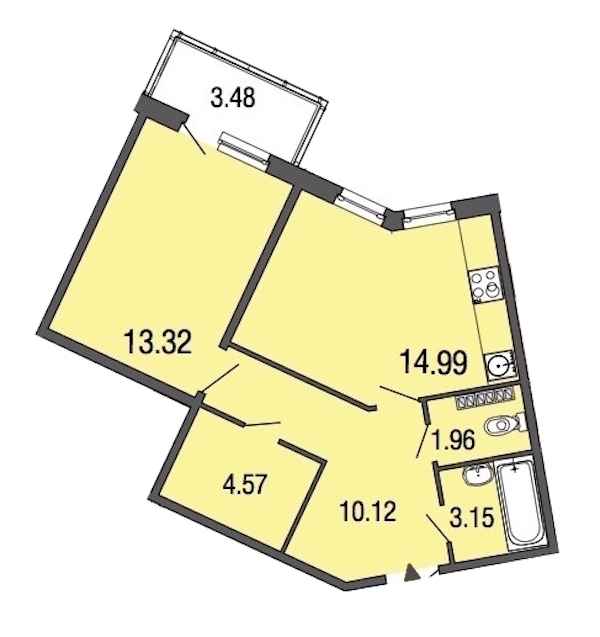 1-комнатная, 48 м² — ЖК ЖК ЭкоСити
