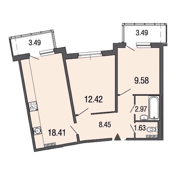 2-комнатная, 53 м² — ЖК ЖК ЭкоСити
