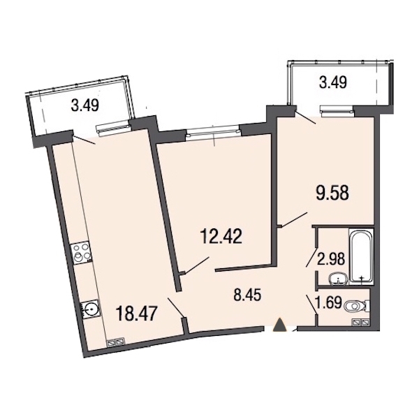 2-комнатная, 54 м² — ЖК ЖК ЭкоСити