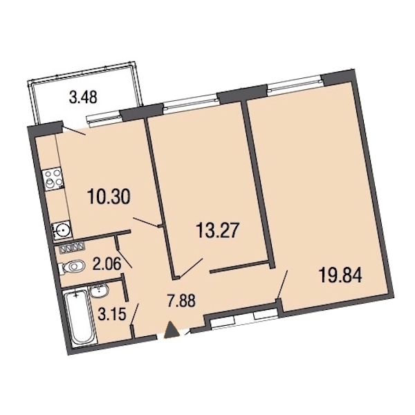 2-комнатная, 57 м² — ЖК ЖК ЭкоСити