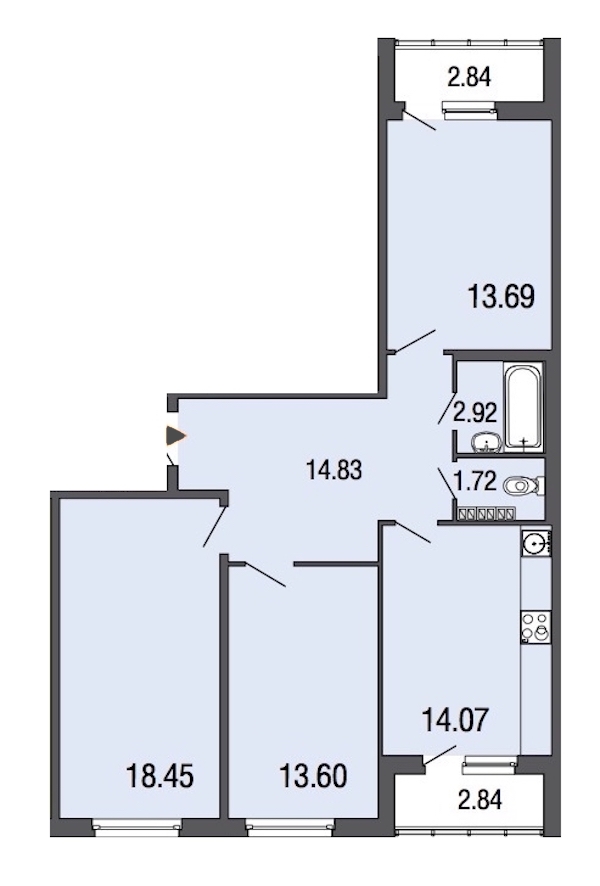3-комнатная, 79 м² — ЖК ЖК ЭкоСити