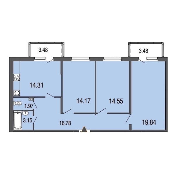 3-комнатная, 85 м² — ЖК ЖК ЭкоСити