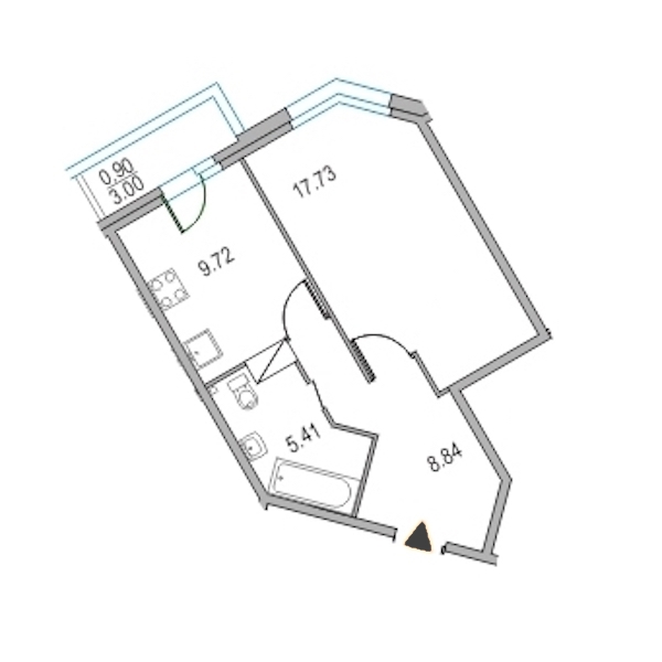 1-комнатная, 42 м² — ЖК ЖК Приморский квартал