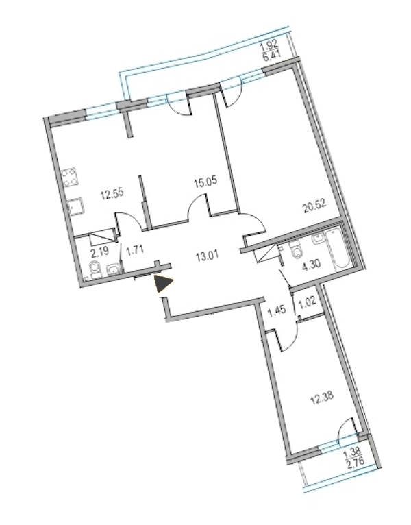 3-комнатная, 84 м² — ЖК ЖК Приморский квартал