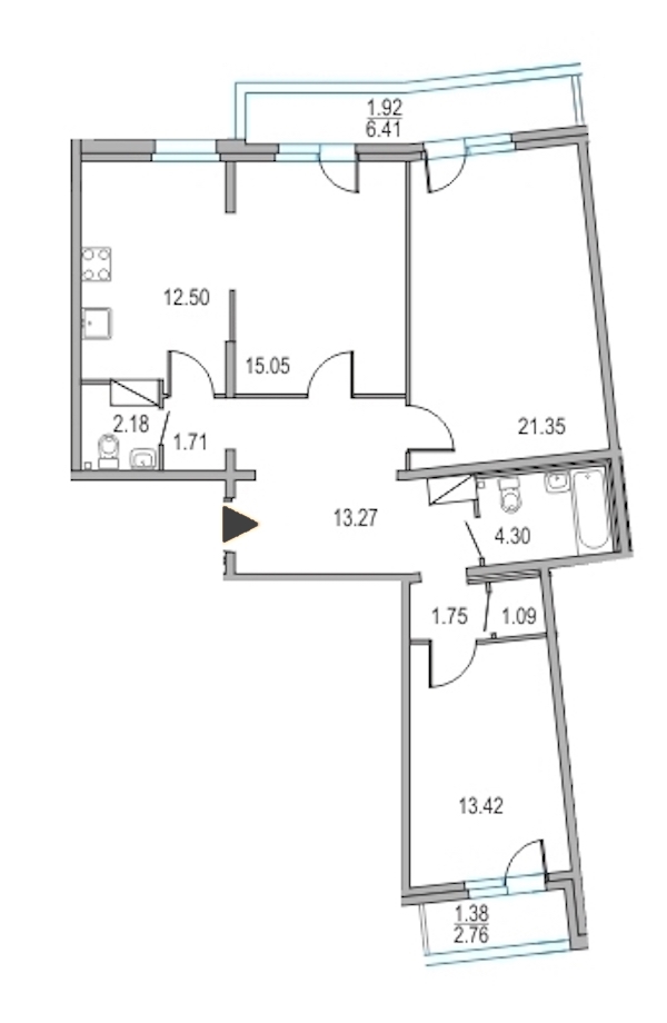3-комнатная, 87 м² — ЖК ЖК Приморский квартал